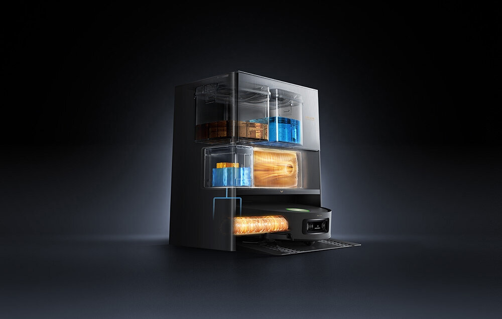 Robot sprzątający DREAME Aqua 10 Ultra Roller Complete Czarny Automatyczna konserwacja stacja dokująca około 100 dni bezobsługowego opróżniania pojemnik worek pojemność