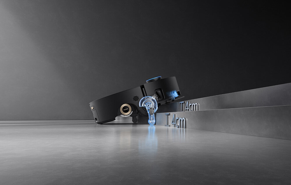 Robot sprzątający DREAME Aqua 10 Ultra Roller Complete Czarny Niestraszne mu przeszkody zawieszenie FlexRise Air Suspension™  system ProLeap™ progi wysokość przeszkody swoboda sprzątanie