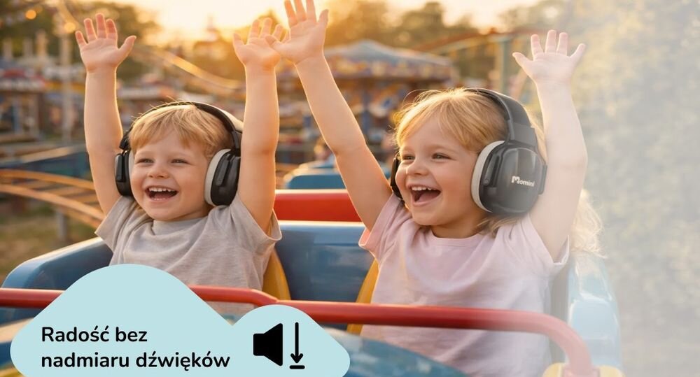 Słuchawki wygłuszające MOMINI Milo NRR 18 dB certyfikat EN 352-1 CE 2834 ochrona dzieci, dzieci z założonymi słuchawkami wygłuszającymi