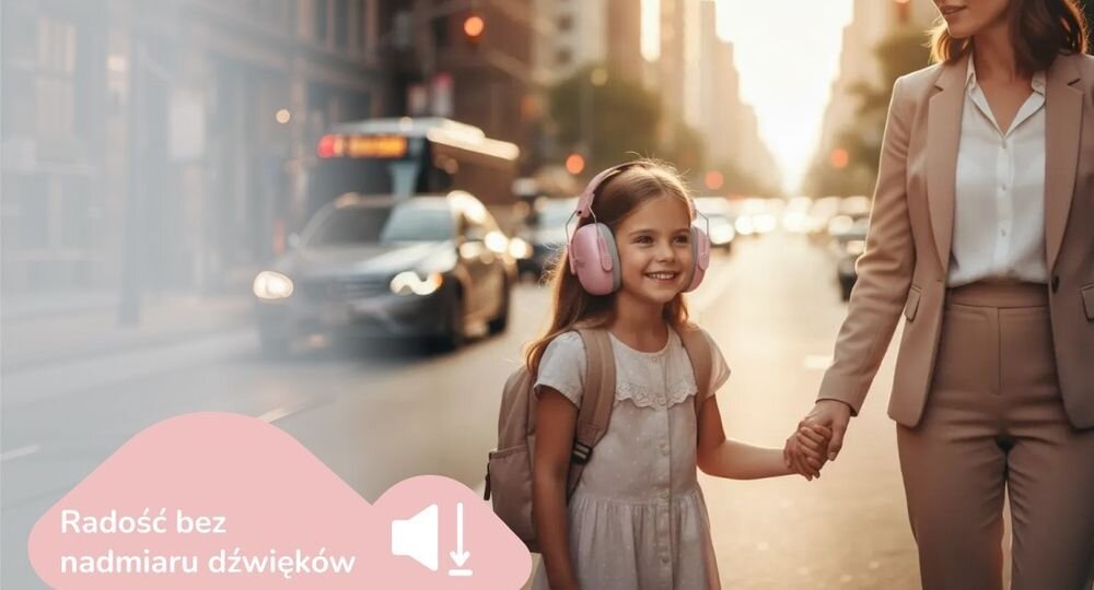 Słuchawki wygłuszające MOMINI Milo NRR 18 dB certyfikat EN 352-1 CE 2834 ochrona dzieci, słuchawki leżące na stole