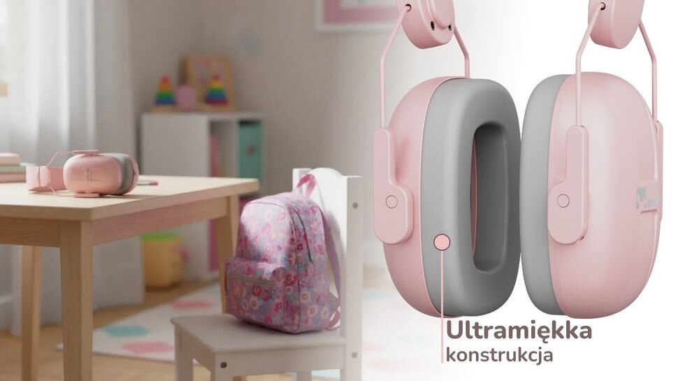Słuchawki wygłuszające MOMINI Milo miękkie nauszniki komfort dopasowanie 360 stopni dzieci, dziecko z założonymi słuchawkami wygłuszającymi