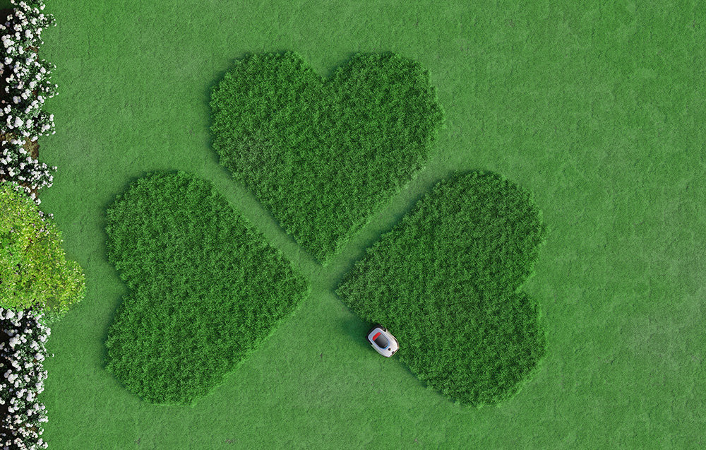 Robot koszący DREAME A2 2000 ogród trawnik widok z góry robot kosi trawę automatyczne koszenie wygoda komfort zadbany trawnik