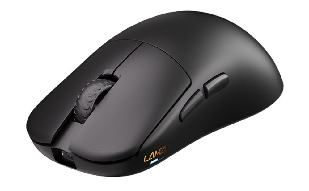 LAMZU Inca 122 × 63 × 40 mm pewnie leży w dłoni - mysz na białym tle od przodu