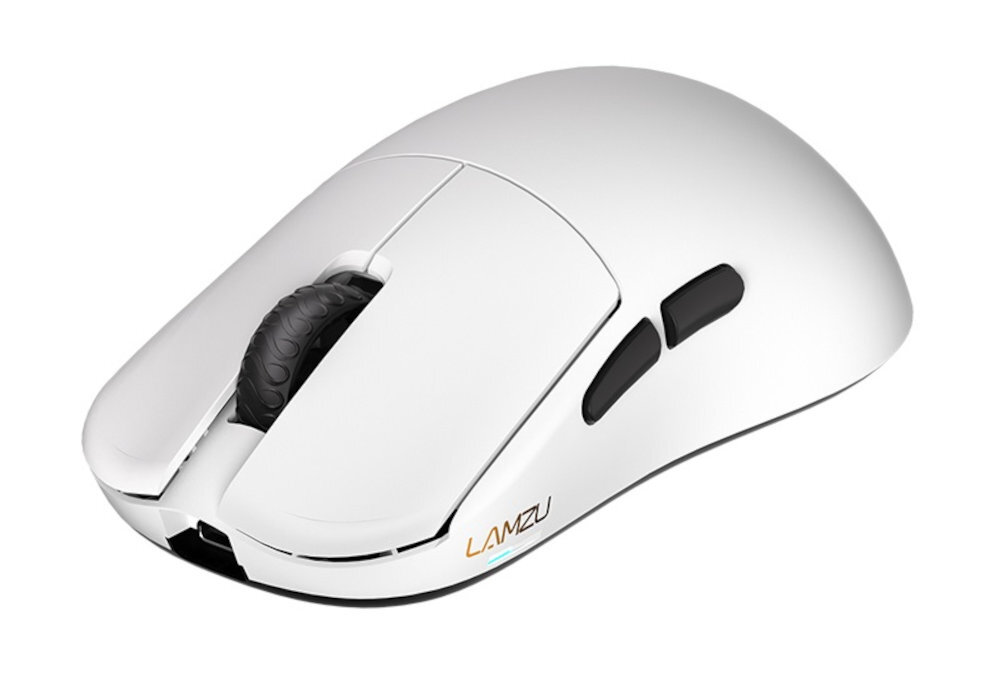 LAMZU Inca graczach praworęcznych przycisków bocznych po lewej stronie obudowy dodatkowych funkcji - biała mysz pod kątem na białym tle
