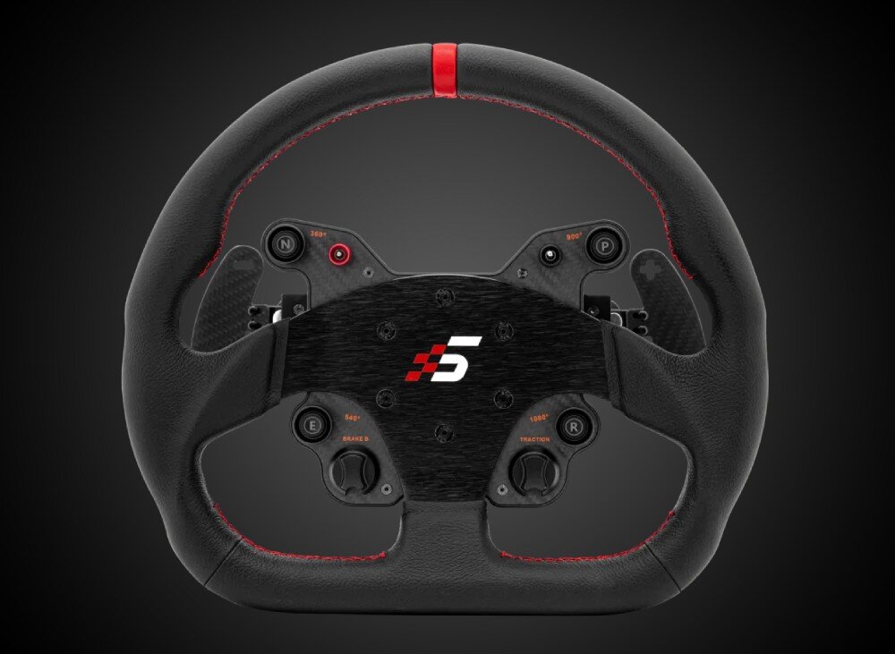 Kierownica SIMAGIC GT1-SD Kierownica wyścigowa z panelami przycisków i pokręteł, centralnym logo 'S5' i łopatkami zmiany biegów z tyłu