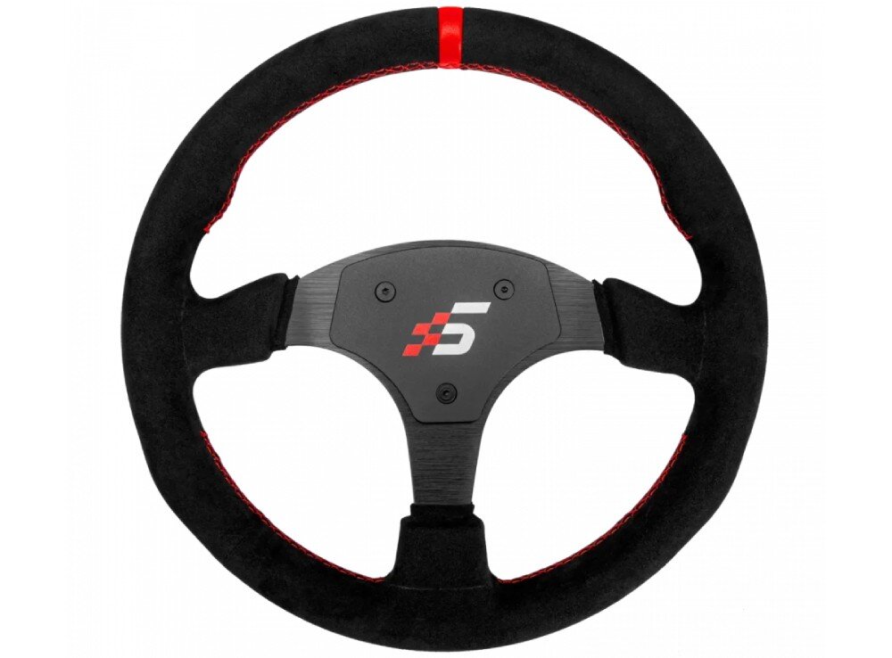 Obręcz kierownicy SIMAGIC P-330R 330mm Alcantara Kierownica sportowa, trójramienna, wykończona zamszopodobnym materiałem, ze szczotkowanymi ramionami i logo na środku