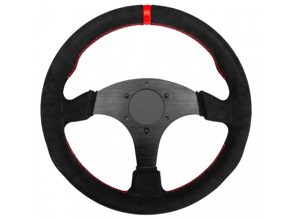 Obręcz kierownicy SIMAGIC P-330R 330mm Alcantara Kierownica sportowa, trójramienna, wykończona zamszopodobnym materiałem, ze szczotkowanymi ramionami bez logo