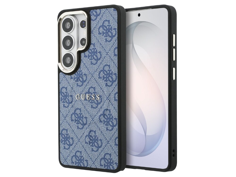 Etui GUESS 4G Embossed Ring MagSafe do Samsung Galaxy S26 Ultra Niebieski - eleganckie, wzór 4G, magnetyczny pierścień