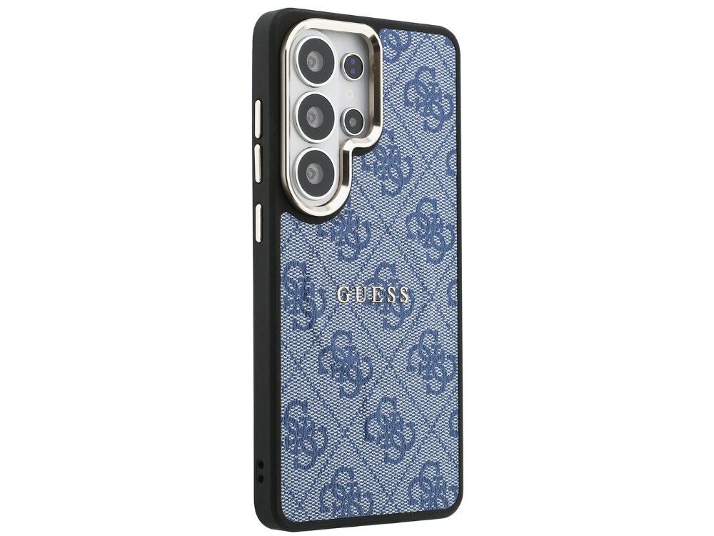 Etui GUESS 4G Embossed Ring MagSafe do Samsung Galaxy S26 Ultra Niebieski - wzór 4G, elegancki, magnetyczny pierścień