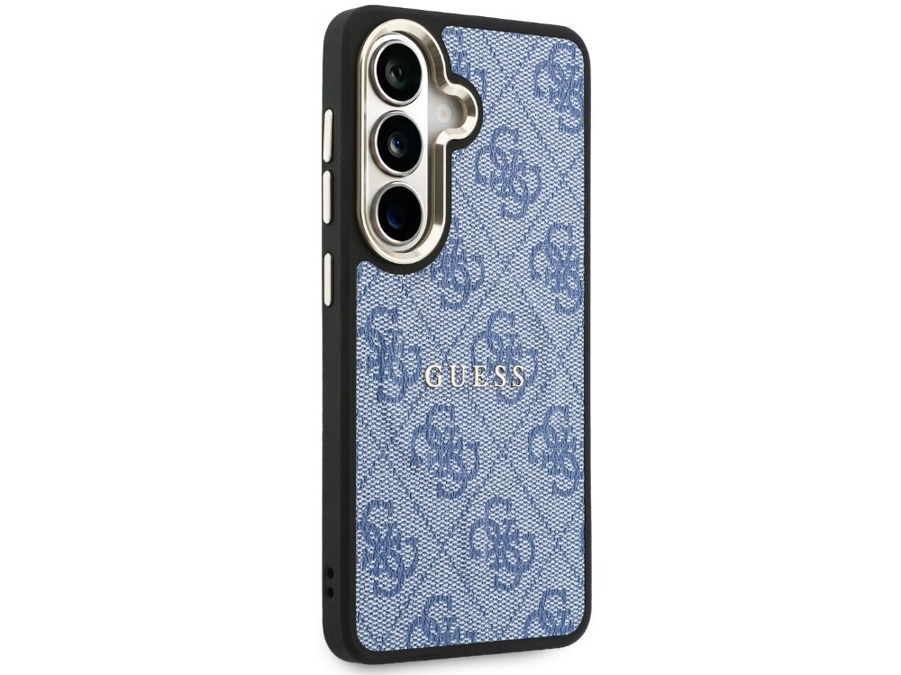 Etui GUESS 4G Embossed Ring MagSafe do Samsung Galaxy S26+ Niebieski - wzór 4G, elegancki, magnetyczny pierścień