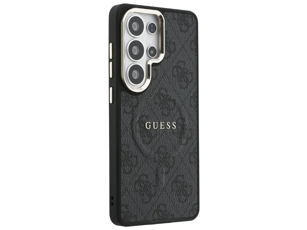 Etui GUESS 4G Embossed Ring MagSafe do Samsung Galaxy S26 Ultra Czarny - wzór 4G, elegancki, magnetyczny pierścień