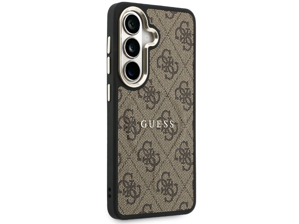 Etui GUESS 4G Embossed Ring MagSafe do Samsung Galaxy S26+ Brązowy - wzór 4G, elegancki, magnetyczny pierścień