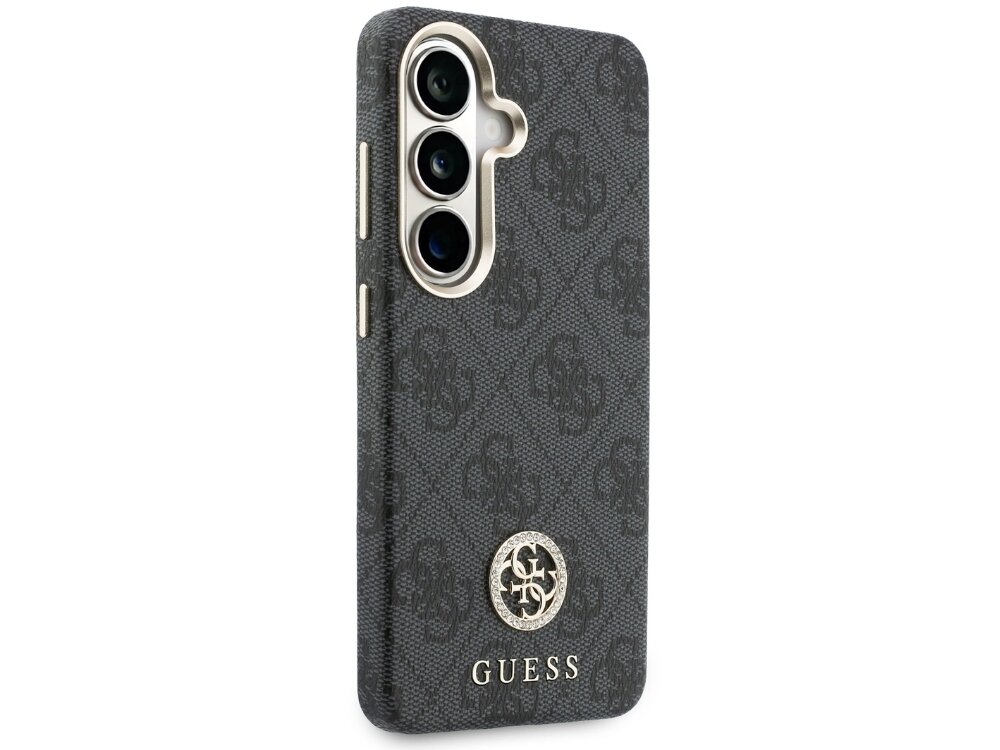 Etui GUESS 4G Rhinestone Round Logo MagSafe do Samsung Galaxy S26+ Czarny - okrągłe logo 4G, eleganckie, magnetyczny pierścień