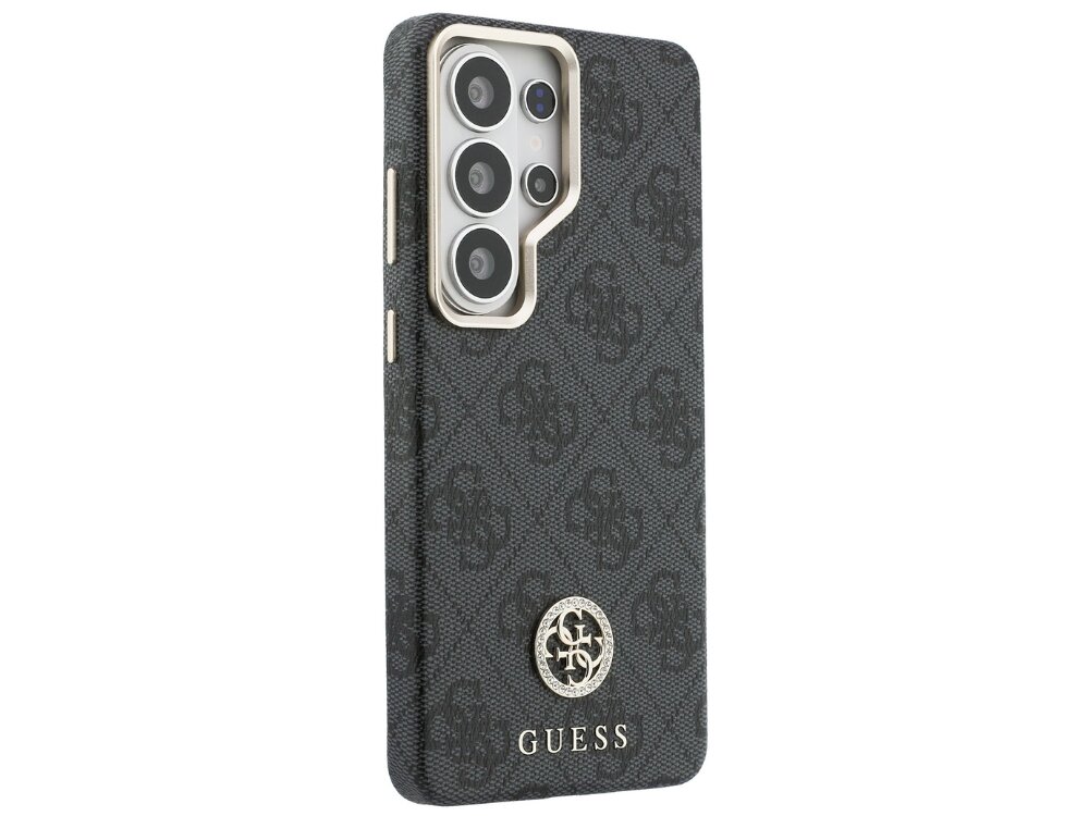 Etui GUESS 4G Rhinestone Round Logo MagSafe do Samsung Galaxy S26 Ultra Czarny - okrągłe logo 4G, eleganckie, magnetyczny pierścień