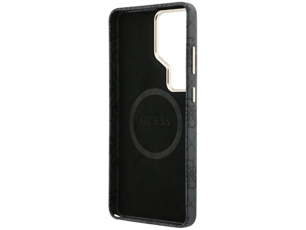 Etui GUESS 4G Rhinestone Round Logo MagSafe do Samsung Galaxy S26 Ultra Czarny - wytrzymałe, elastyczne, MagSafe