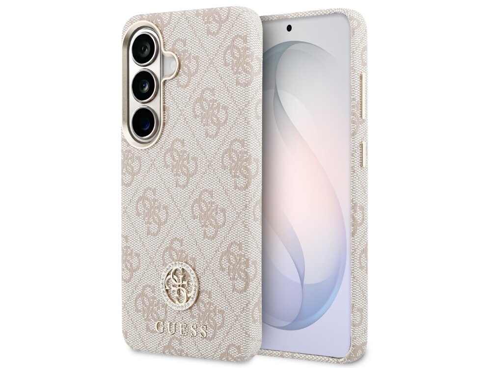 Etui GUESS 4G Rhinestone Round Logo MagSafe do Samsung Galaxy S26 Różowy - eleganckie, różowe, magnetyczny pierścień