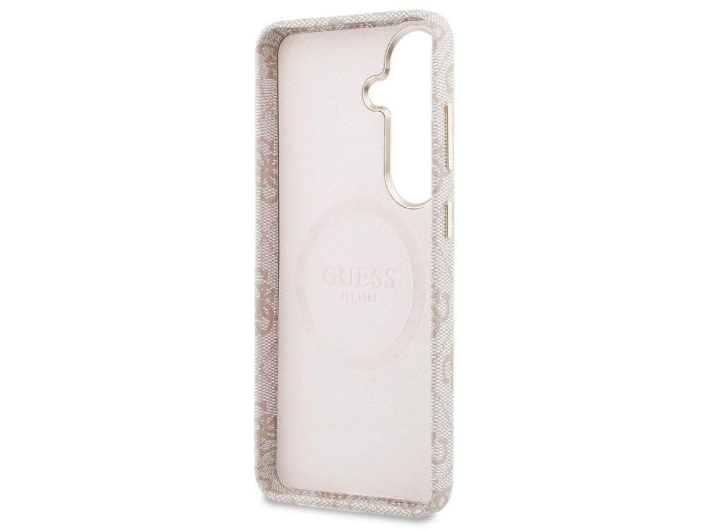 Etui GUESS 4G Rhinestone Round Logo MagSafe do Samsung Galaxy S26 Różowy - wytrzymałe, elastyczne, MagSafe