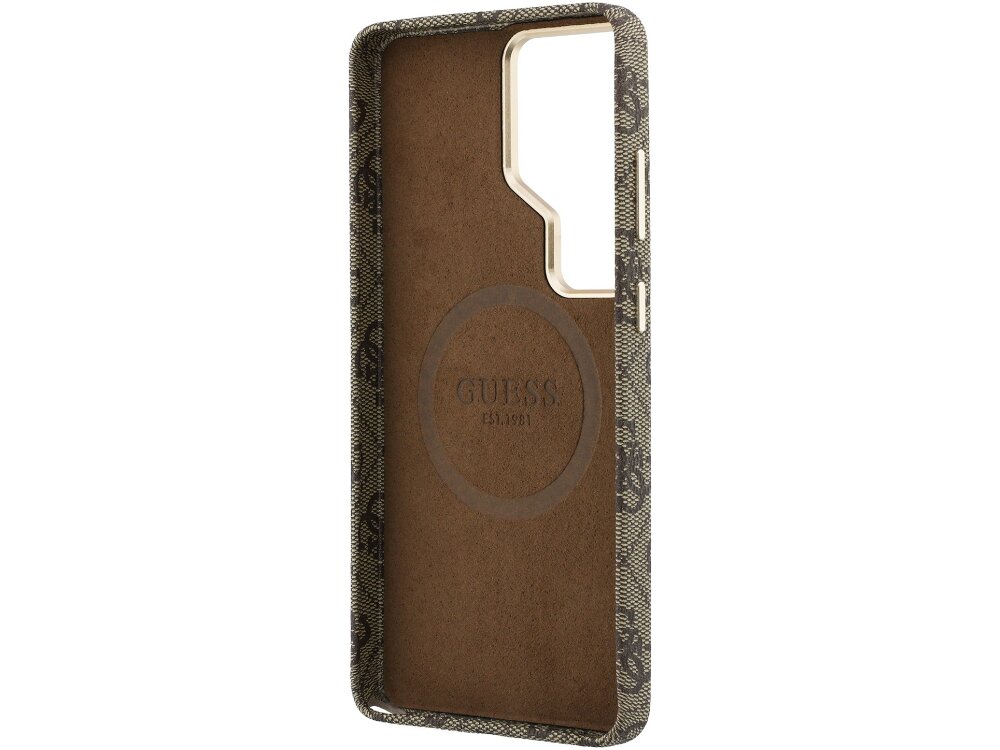 Etui Guess 4G Script Samsung Galaxy S26 Ultra - wytrzymałe, elastyczne, MagSafe Wnętrze etui Guess do Samsung Galaxy S24 z pierścieniem magnetycznym MagSafe.