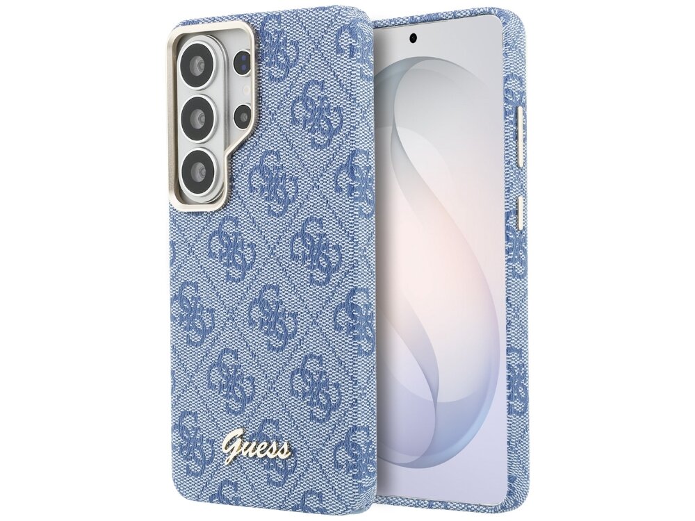 Etui Guess 4G Script Samsung Galaxy S26 Ultra - eleganckie, wzór 4G, magnetyczny pierścień Etui Guess do Samsung Galaxy S24 z monogramem 4G i prostym napisem – widok z boku.