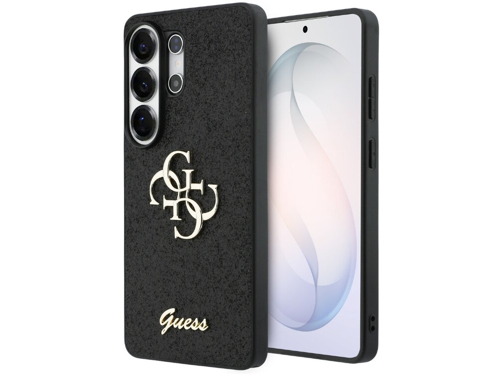 Etui GUESS Fixed Glitter Big 4G Metal Logo do Samsung Galaxy S26 Ultra Czarny - brokatowe, eleganckie, wytrzymałe