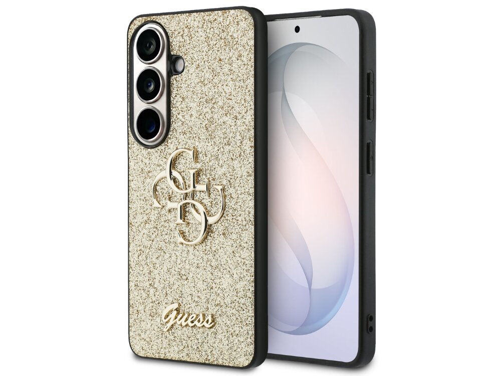Etui GUESS Fixed Glitter Big 4G Metal Logo do Samsung Galaxy S26 Złoty - brokatowe, eleganckie, wytrzymałe