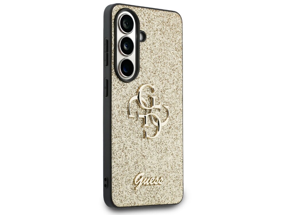 Etui GUESS Fixed Glitter Big 4G Metal Logo do Samsung Galaxy S26 Złoty - brokat, logo Guess, luksusowy design