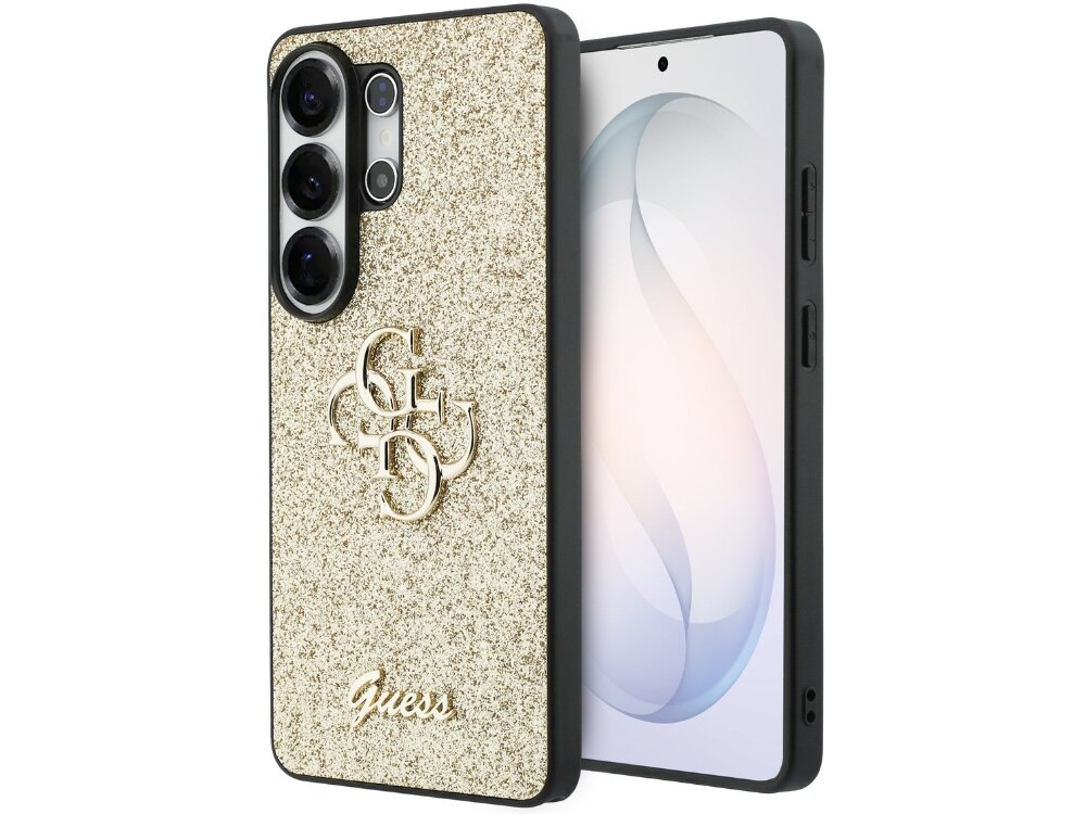 Etui GUESS Fixed Glitter Big 4G Metal Logo do Samsung Galaxy S26 Ultra Złoty - brokatowe, eleganckie, wytrzymałe