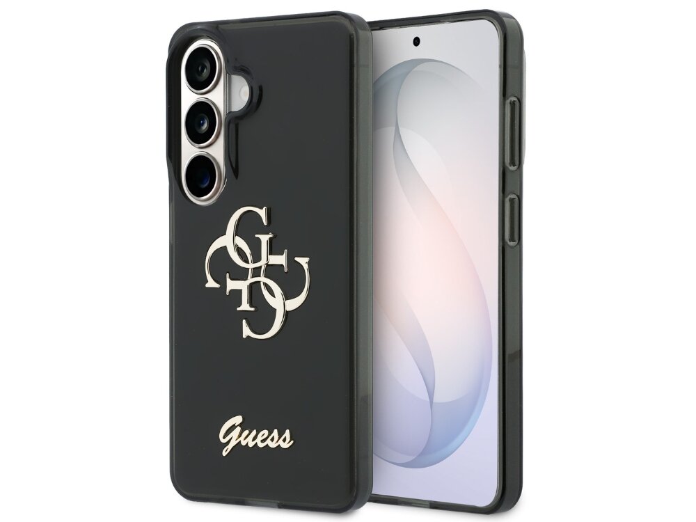 Etui GUESS IML Big Metal 4G Script do Samsung Galaxy S26 Czarny - metalowe logo, brokatowy design, wytrzymałe