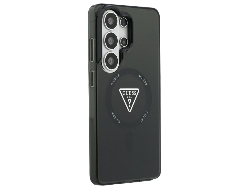 Etui GUESS IML Gradient Triangle MagSafe do Samsung Galaxy S26 Ultra Czarny - elegancki gradient, logo Guess, aluminiowe detale