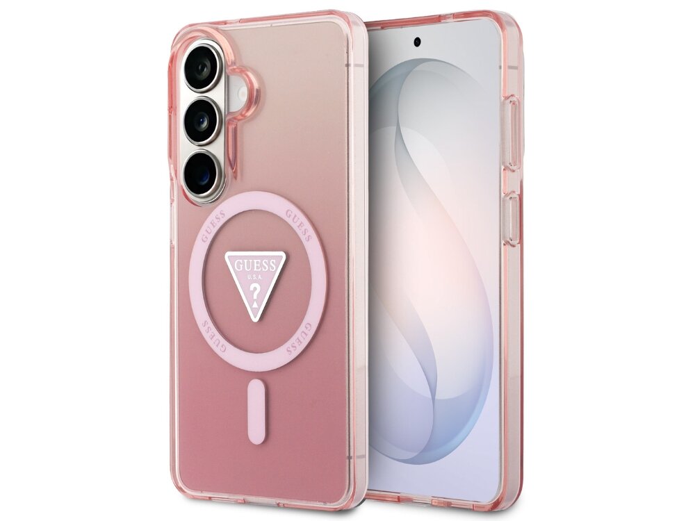 Etui GUESS IML Gradient Triangle MagSafe do Samsung Galaxy S26 Różowy - gradient, eleganckie, wytrzymałe