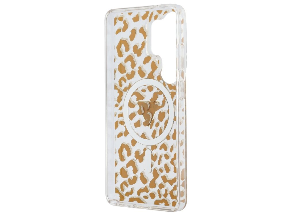 Etui GUESS IML Leopard Print Triangle MagSafe do Samsung Galaxy S26 Ultra  Brązowy - wytrzymałe, smycz, MagSafe