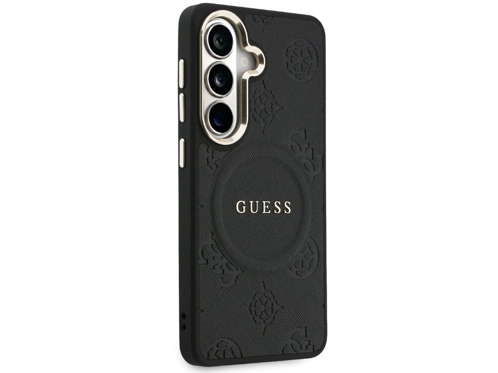 Etui GUESS Saffiano Peony Embossed Ring do Samsung Galaxy S26+ Czarny - wzór 4G, elegancki, luksusowy design