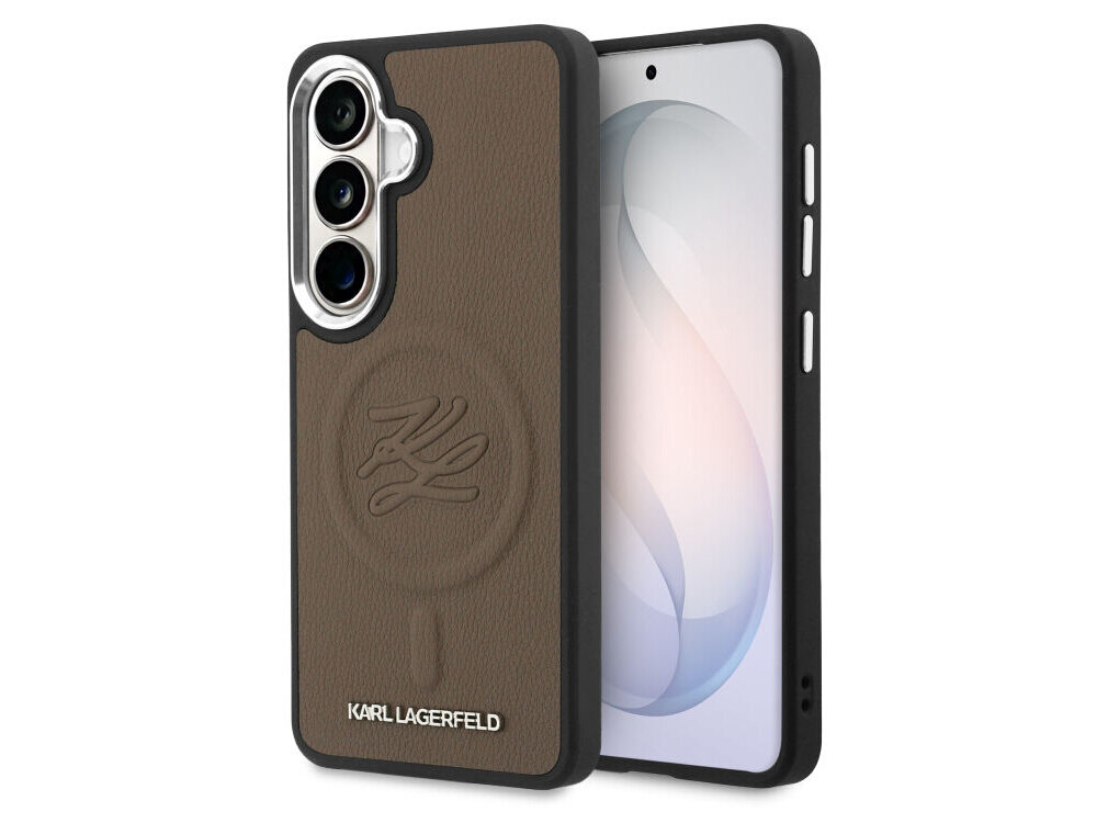 Etui KARL LAGERFELD Embossed Ring Initials MagSafe do Samsung Galaxy S26 Brązowy - skóra ekologiczna, wytrzymałe, prestiż