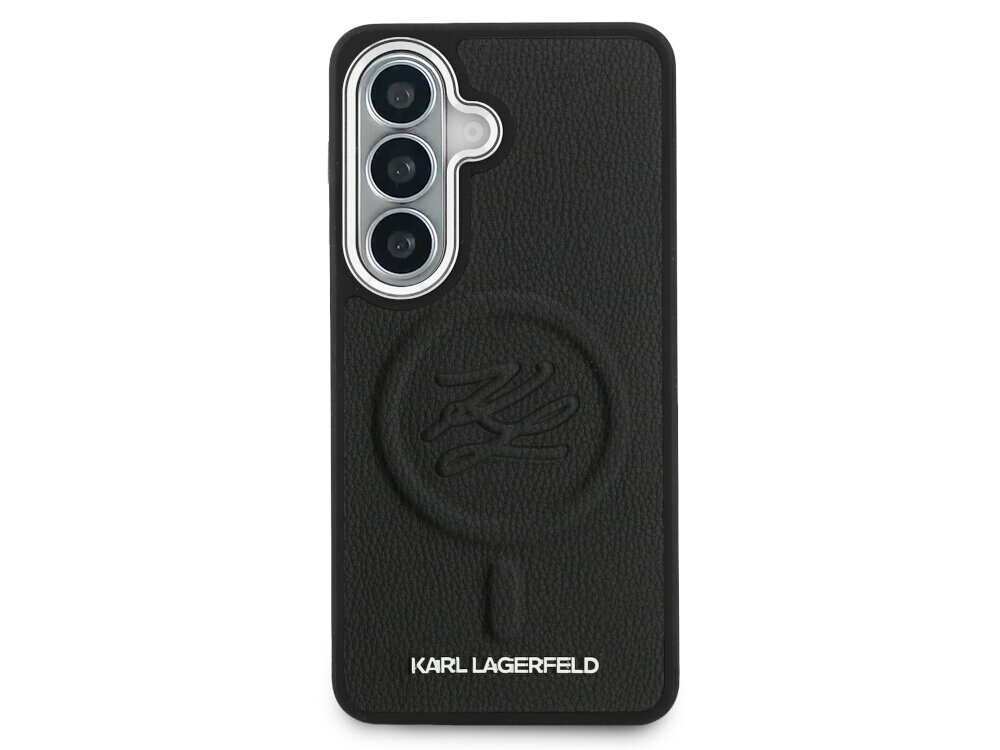 Etui KARL LAGERFELD Embossed Ring Initials MagSafe do Samsung Galaxy S26 Czarny - monogram KL, metalowe detale, luksus
