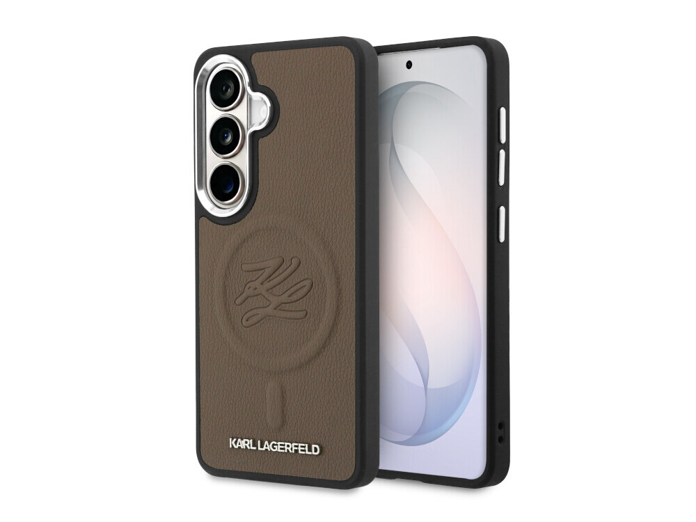 Etui KARL LAGERFELD Embossed Ring Initials MagSafe do Samsung Galaxy S26+ Brązowy - skóra ekologiczna, wytrzymałe, prestiż