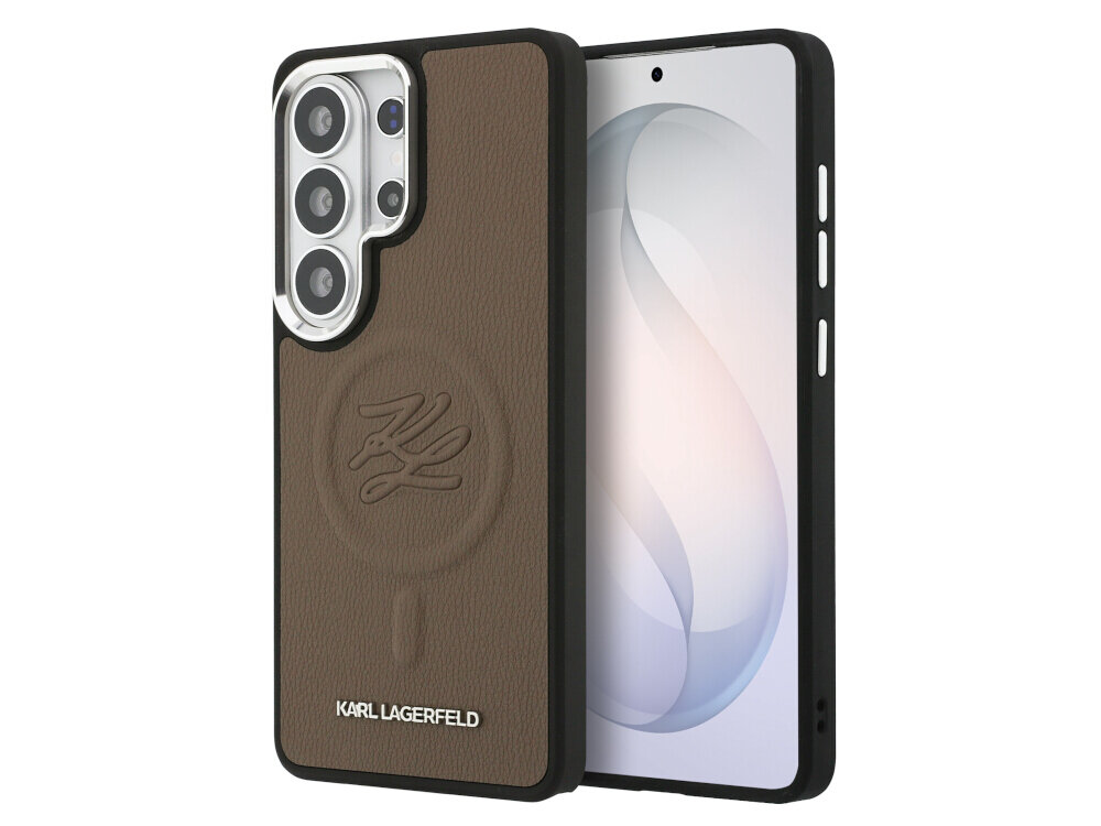 Etui KARL LAGERFELD Embossed Ring Initials MagSafe do Samsung Galaxy S26 Ultra Brązowy - skóra ekologiczna, wytrzymałe, prestiż