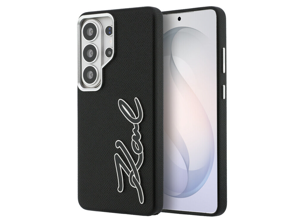 Etui KARL LAGERFELD Grained Signature Metal do Samsung Galaxy S26 Ultra Czarny - luksusowe, wytrzymałe, elegancki design