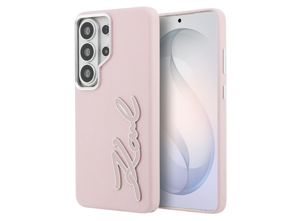 Etui KARL LAGERFELD Grained Signature Metal do Samsung Galaxy S26 Ultra Różowy - luksusowe, wytrzymałe, elegancki design