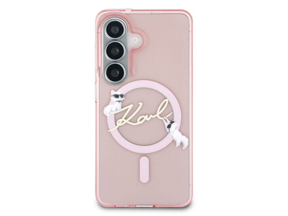 Etui KARL LAGERFELD IML KC Script MagSafe do Samsung Galaxy S26 Różowy - eleganckie, luksusowe, wytrzymałe