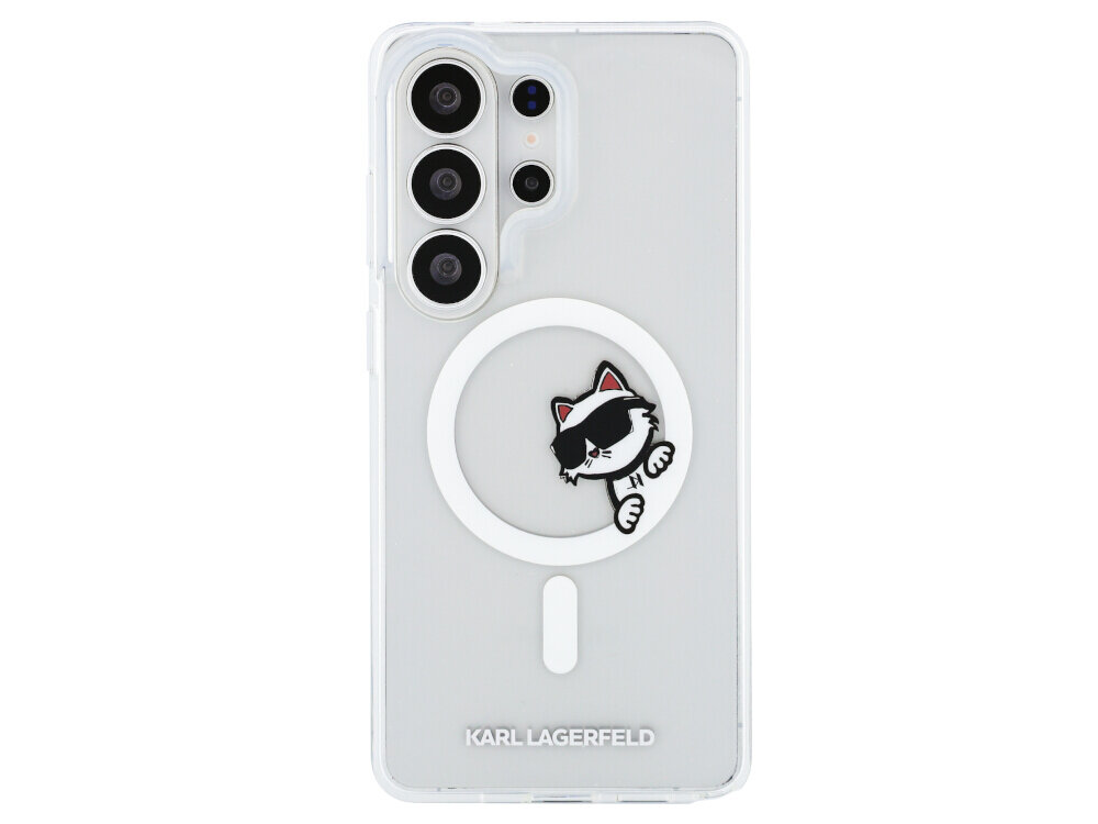Etui KARL LAGERFELD IML Peekaboo Choupette MagSafe do Samsung Galaxy S26 Ultra Przezroczysty - wizerunek Karla, Choupette, aluminiowe detale