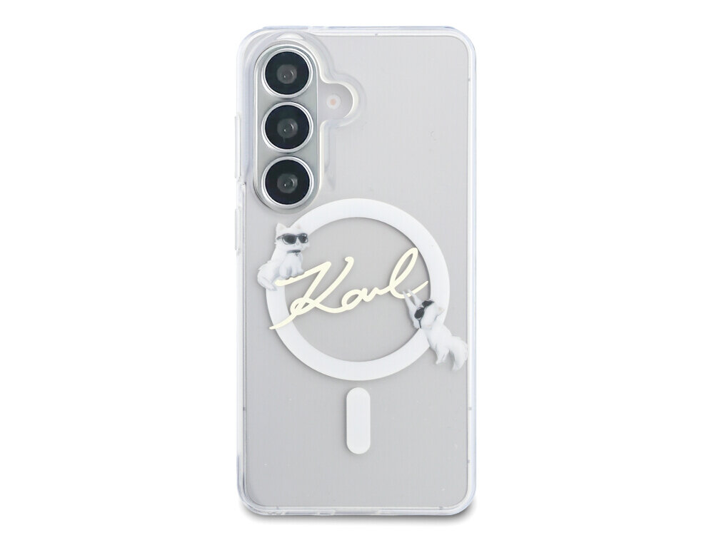 Etui KARL LAGERFELD IML KC Script MagSafe do Samsung Galaxy S26 Przezroczysty - logo Karl Lagerfeld, lustrzane wykończenie, elegancki design