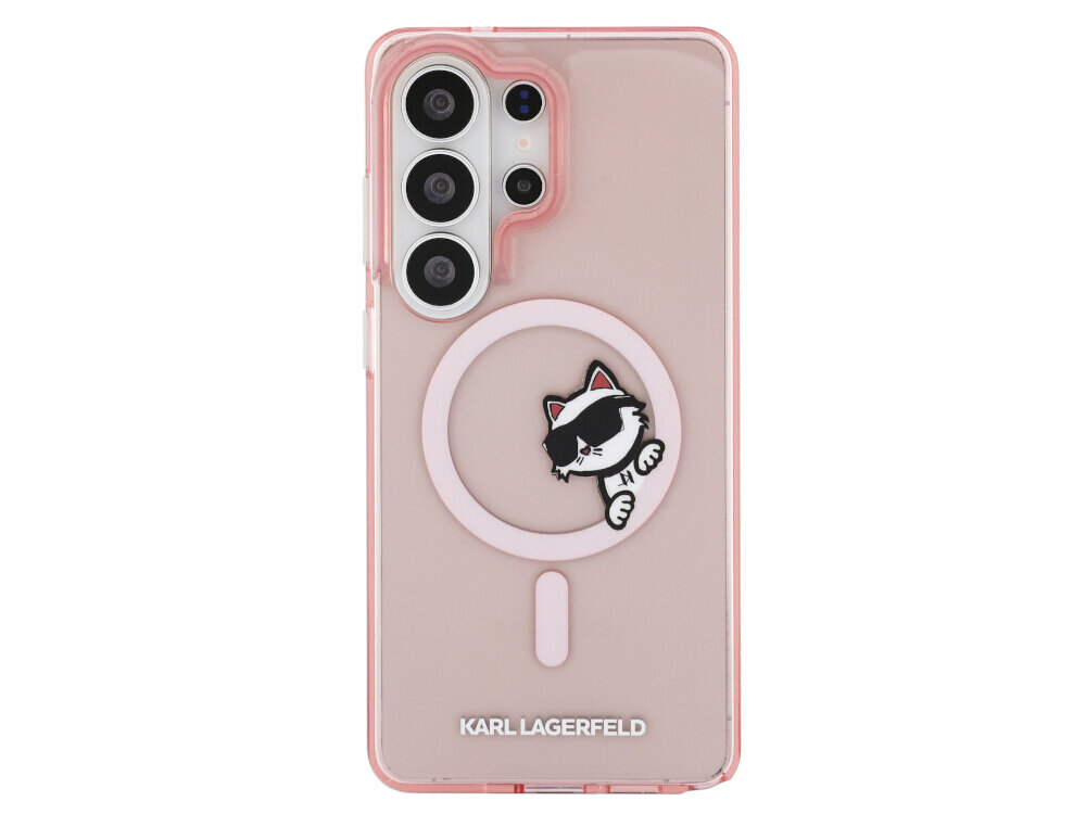 Etui KARL LAGERFELD IML Peekaboo Choupette MagSafe do Samsung Galaxy S26 Ultra Różowy - wizerunek Karla, Choupette, aluminiowe detale