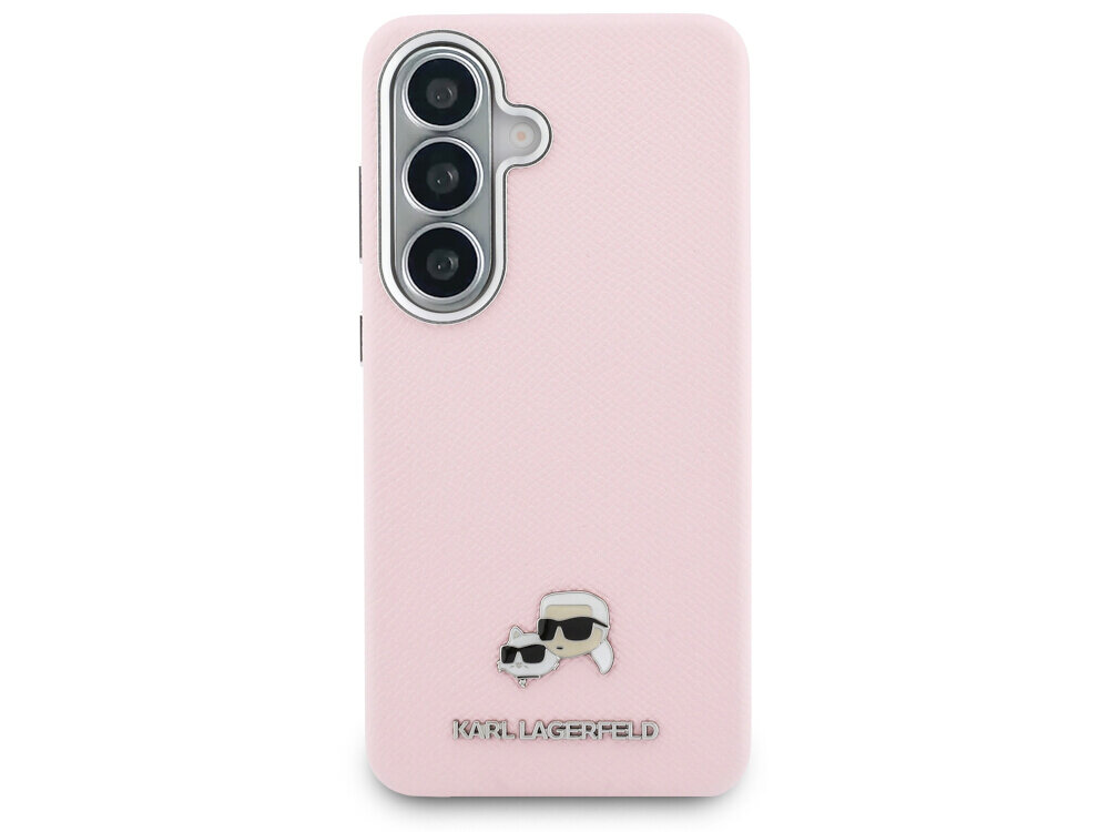 ETUI KARL LAGERFELD SAFFIANO KC METAL LOGO GALAXY S26 różowy - metalowy emblemat, Choupette, luksusowy design