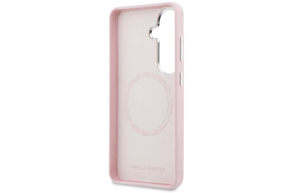 ETUI KARL LAGERFELD SAFFIANO KC METAL LOGO GALAXY S26 PLUS RÓŻOWY - wytrzymałe, MagSafe, ochrona ekranu i aparatu