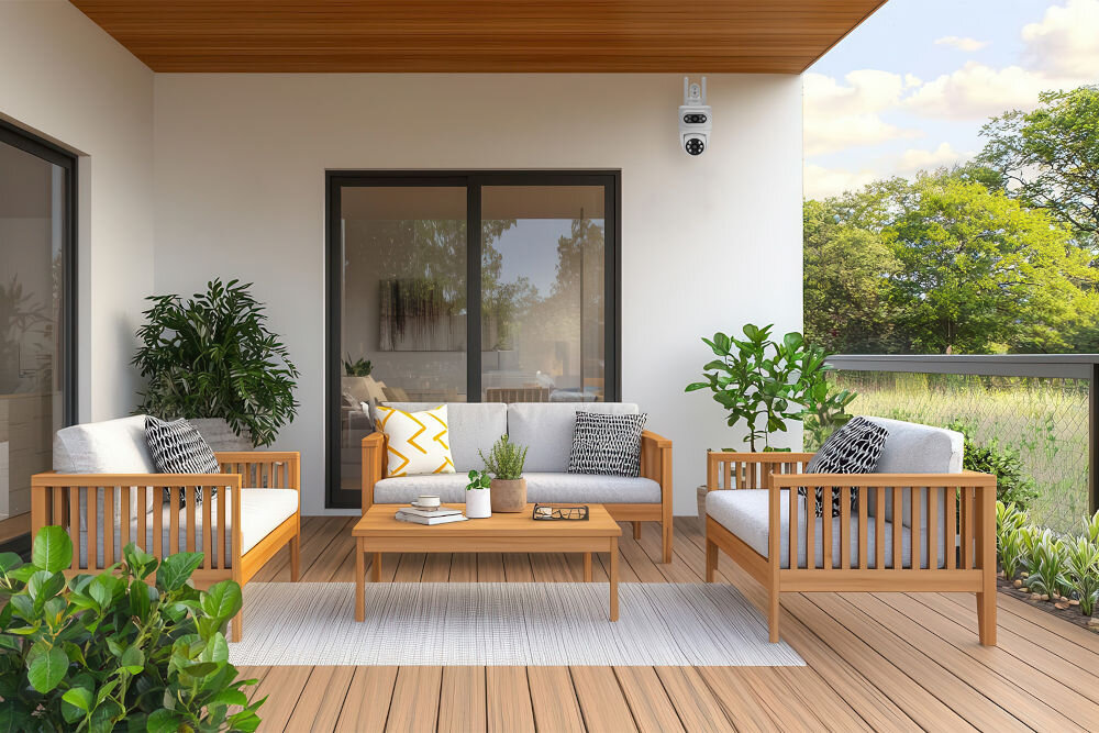 Kamera SETTI+ SC762 3MP+3MP 2K skierowana na taras wykrywanie ruchu funkcja śledzenia