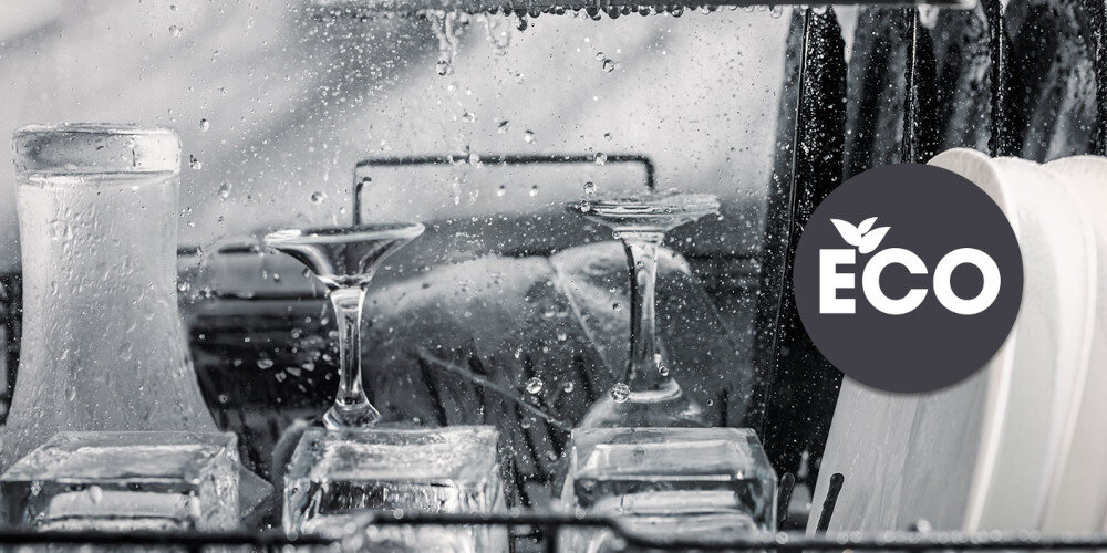 ZMYWARKA CANDY CI 4C4F1A RAPIDO wnętrze szkło szklanki kieliszki woda krople ikona program ECO 45°C oszczędności czyste naczynia niska temperatura