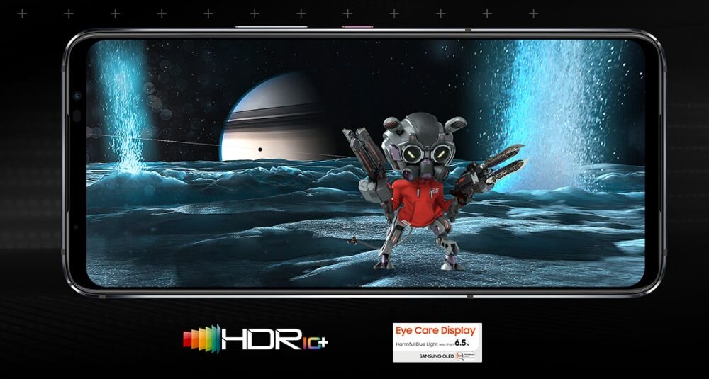 Smartfon ASUS ROG Phone 6  ekran bateria aparat procesor ram pamięć pojemność rozdzielczość zdjęcia filmy opis dane cechy blokady system łączność wifi bluetooth obudowa szkło odporność porty muzyka transfer sieć przekątna matryca waga czujniki