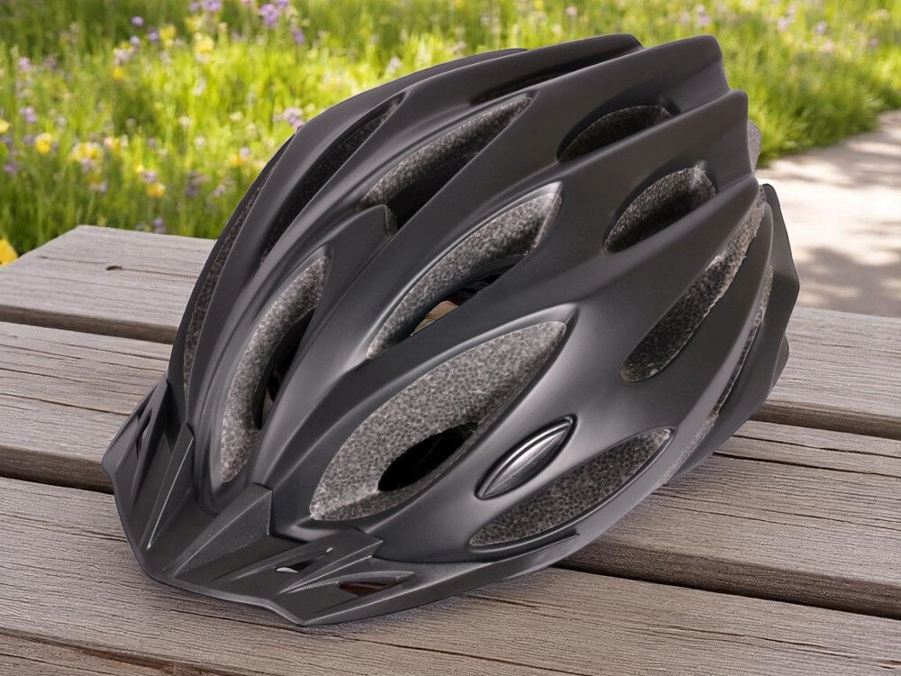 Kask rowerowy VÖGEL VKA-944 Czarny MTB kask na łąwce w parku odłączany daszek ochrona przed słońcem przed deszczem gałęziami zdejmowany daszek