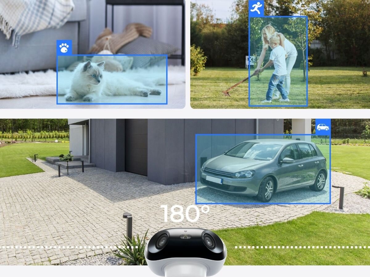 REOLINK Argus Series B740X powiadomienia w czasie rzeczywistym osób, pojazdów lub zwierząt analizie obrazu istotne od nieszkodliwych zdarzeń - wykrwyanie auta, zwierzęcia, człowieka