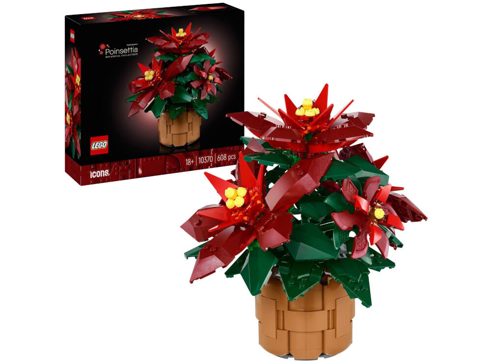 LEGO 10370 ICONS Gwiazda Betlejemska inspirowany tradycyjną rośliną bożonarodzeniową piękna i trwała dekoracja